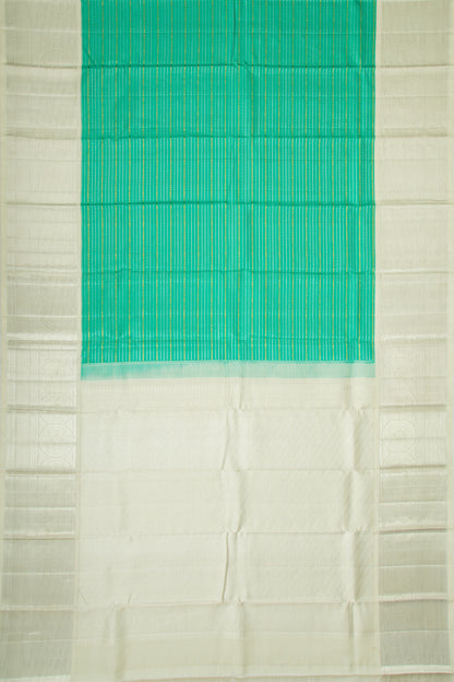 Kanchipuram Silk Horizontal Lines Green Saree