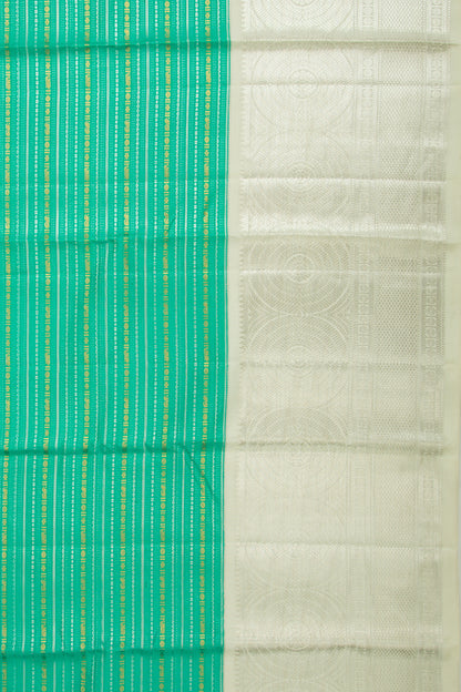 Kanchipuram Silk Horizontal Lines Green Saree
