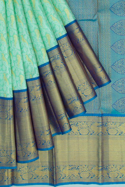 Kanchipuram Silk Brocade Sea Green Saree
