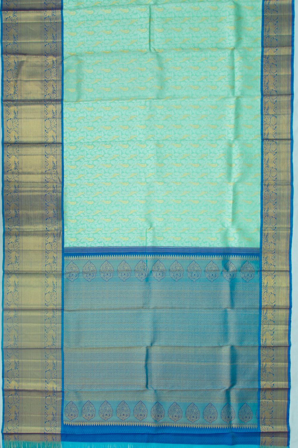 Kanchipuram Silk Brocade Sea Green Saree