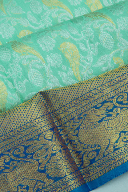 Kanchipuram Silk Brocade Sea Green Saree