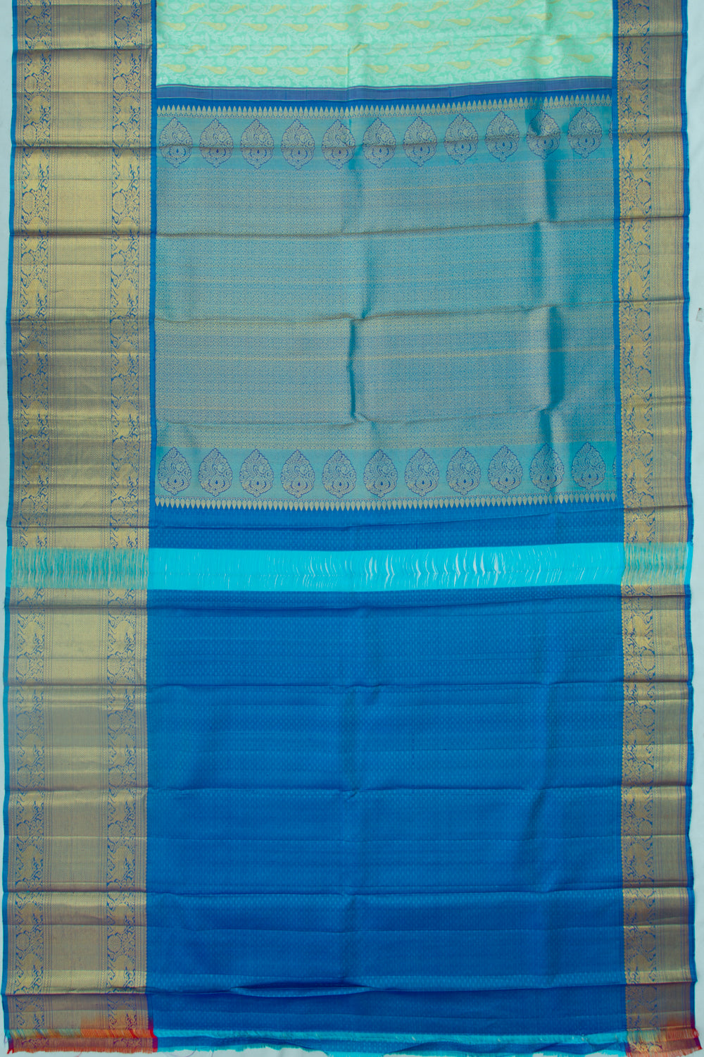 Kanchipuram Silk Brocade Sea Green Saree