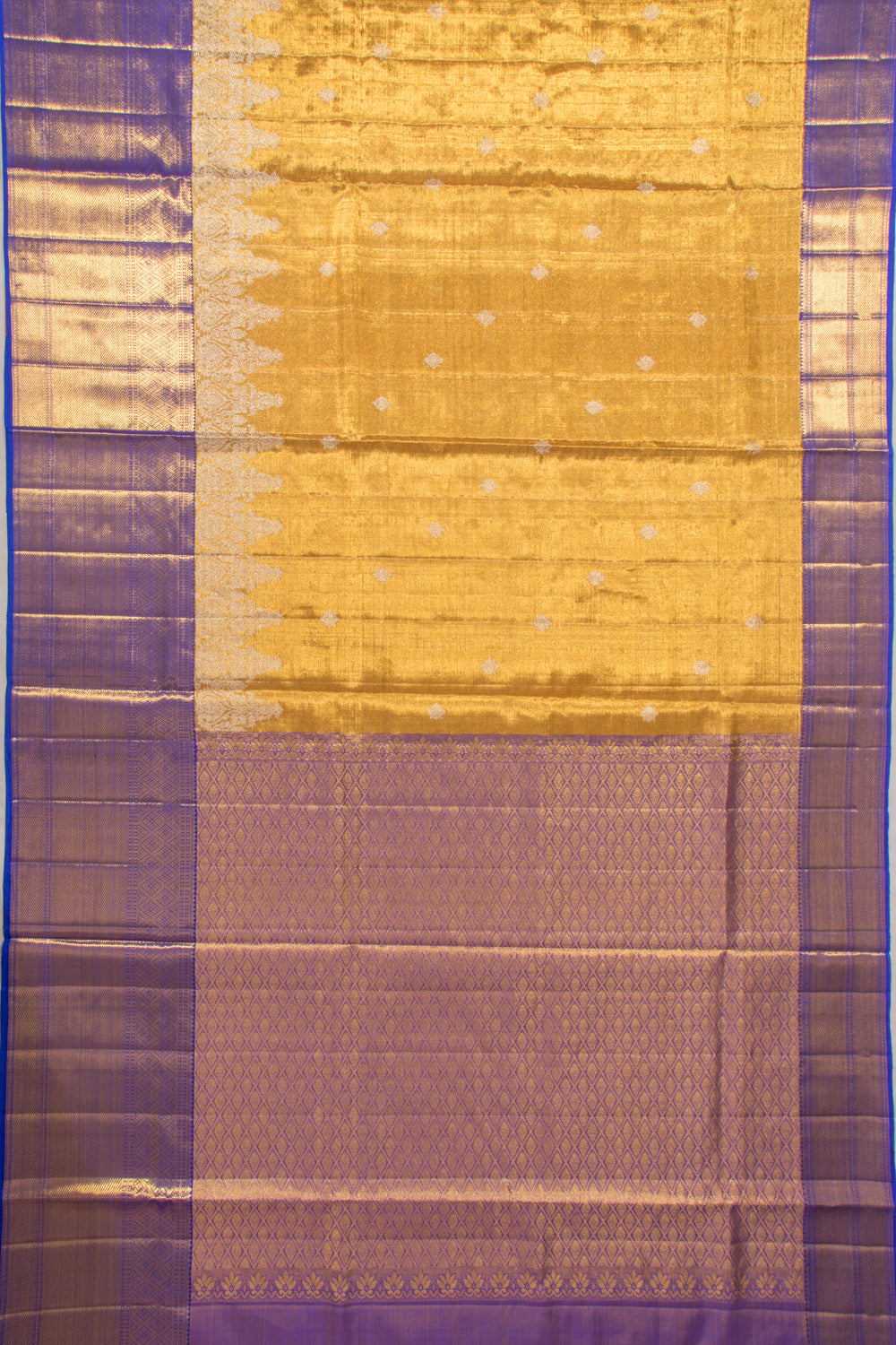 Kanchipuram Silk Tissue Butta Gold Saree
