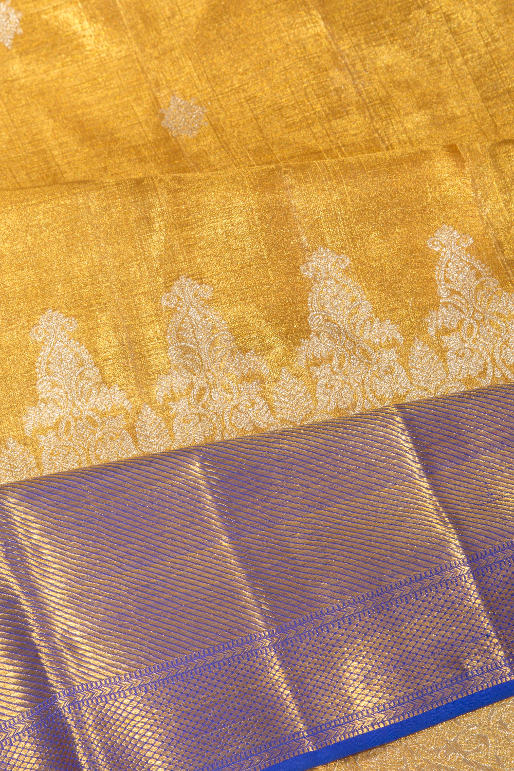 Kanchipuram Silk Tissue Butta Gold Saree