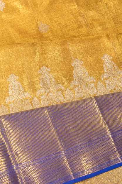 Kanchipuram Silk Tissue Butta Gold Saree