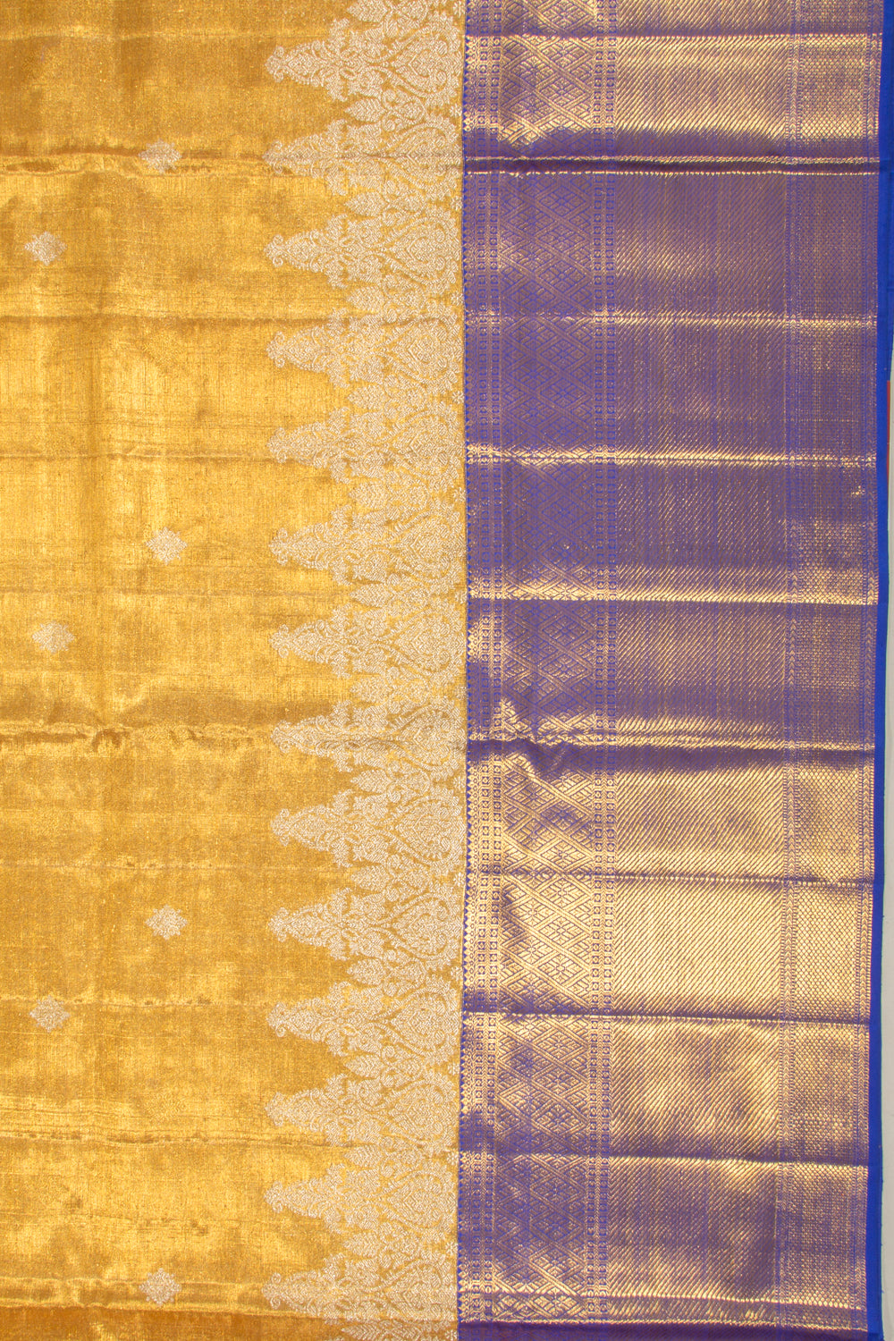 Kanchipuram Silk Tissue Butta Gold Saree