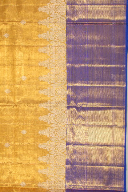 Kanchipuram Silk Tissue Butta Gold Saree