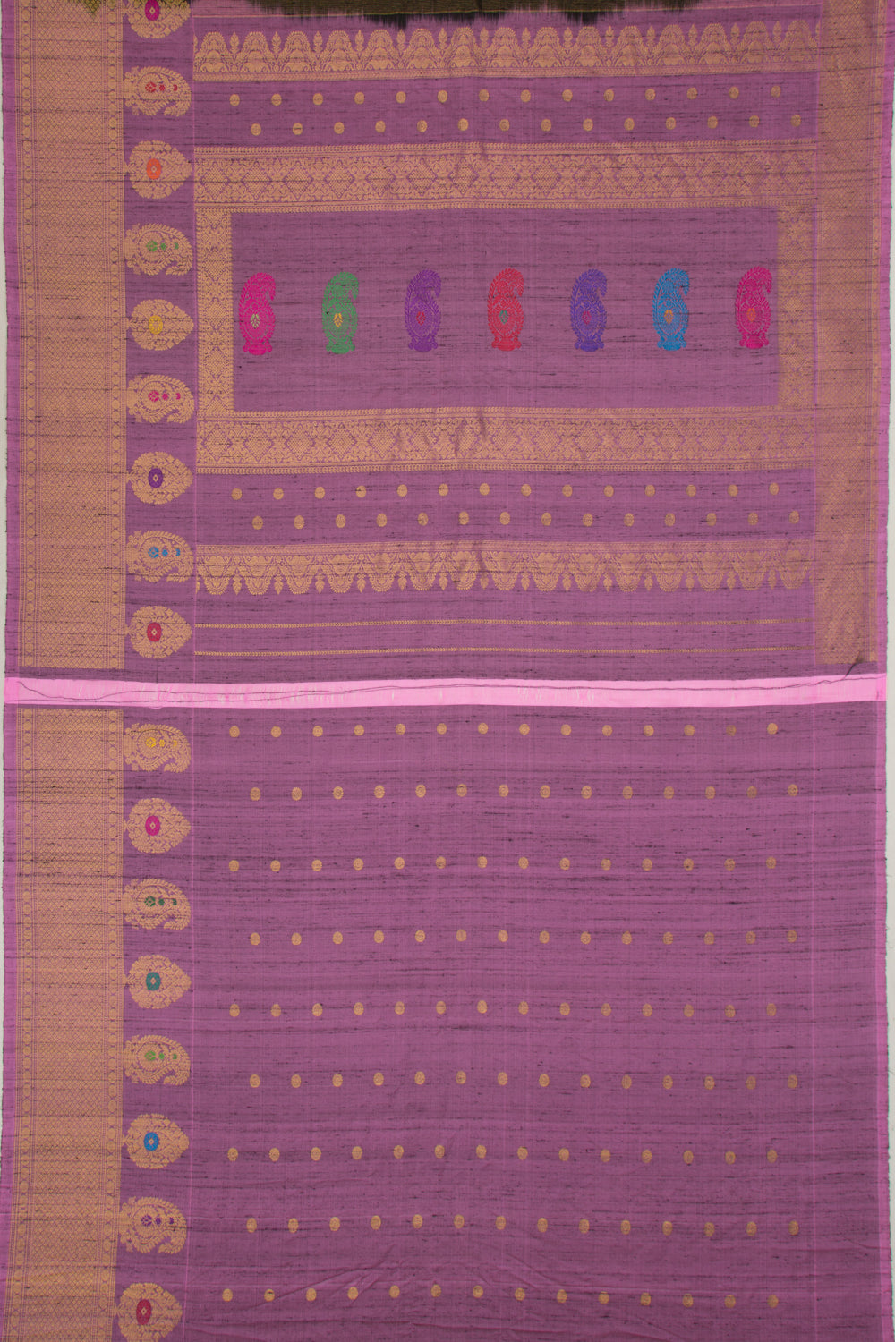 Gadwal Raw Silk Butta Black Saree