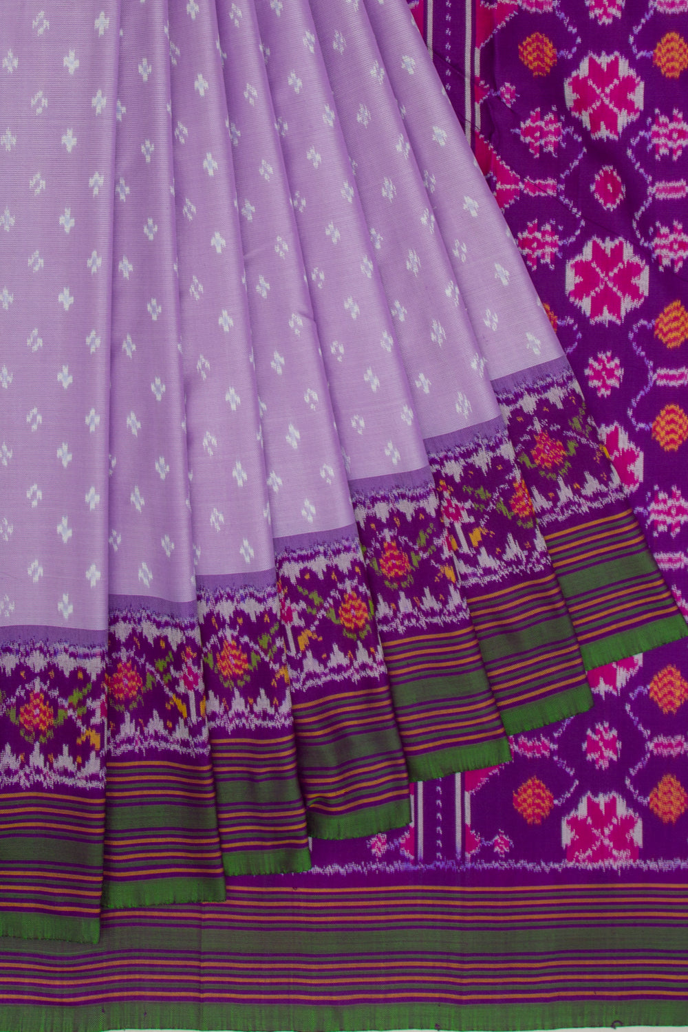 Kanchipuram Silk Ikat Butta Lavender Saree