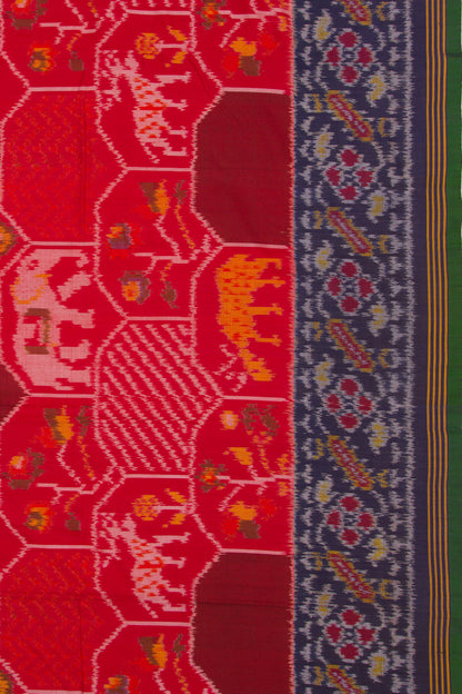 Semi Patan Patola Silk Ikat Red Saree