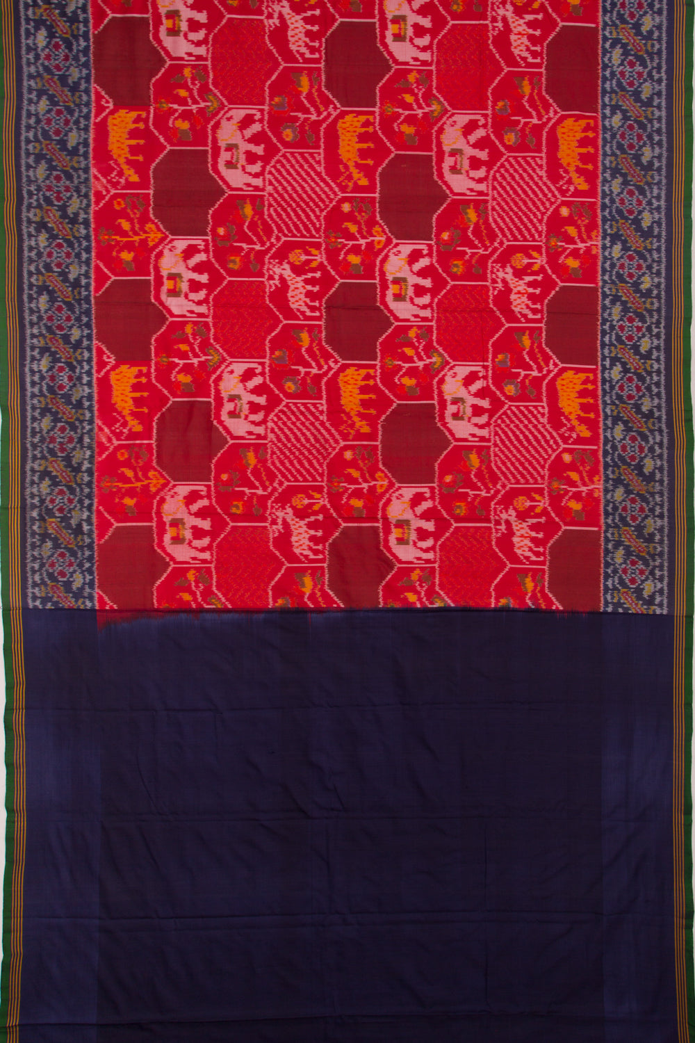 Semi Patan Patola Silk Ikat Red Saree