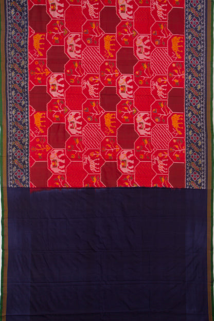 Semi Patan Patola Silk Ikat Red Saree