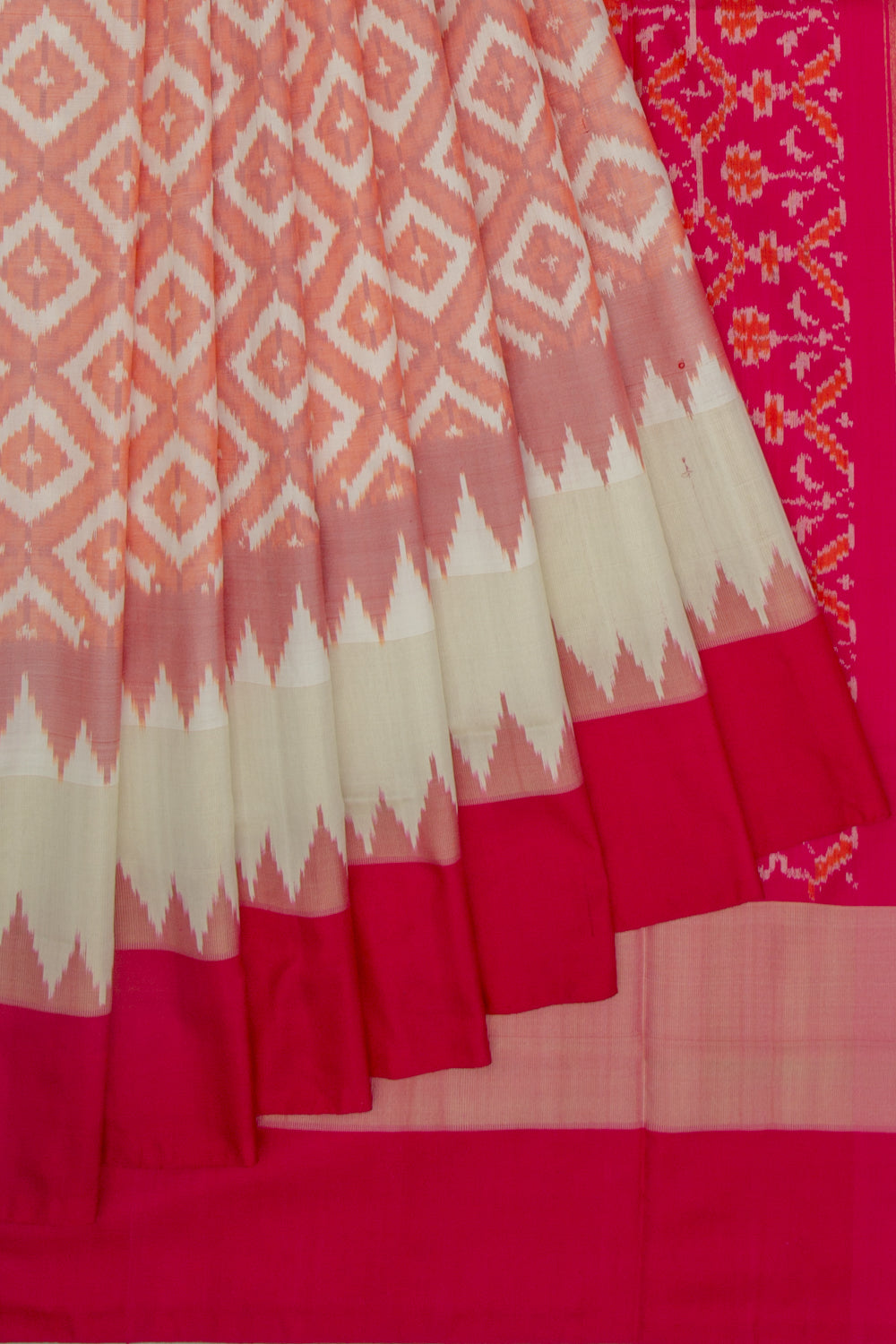 Pochampally Silk Ikat White Saree