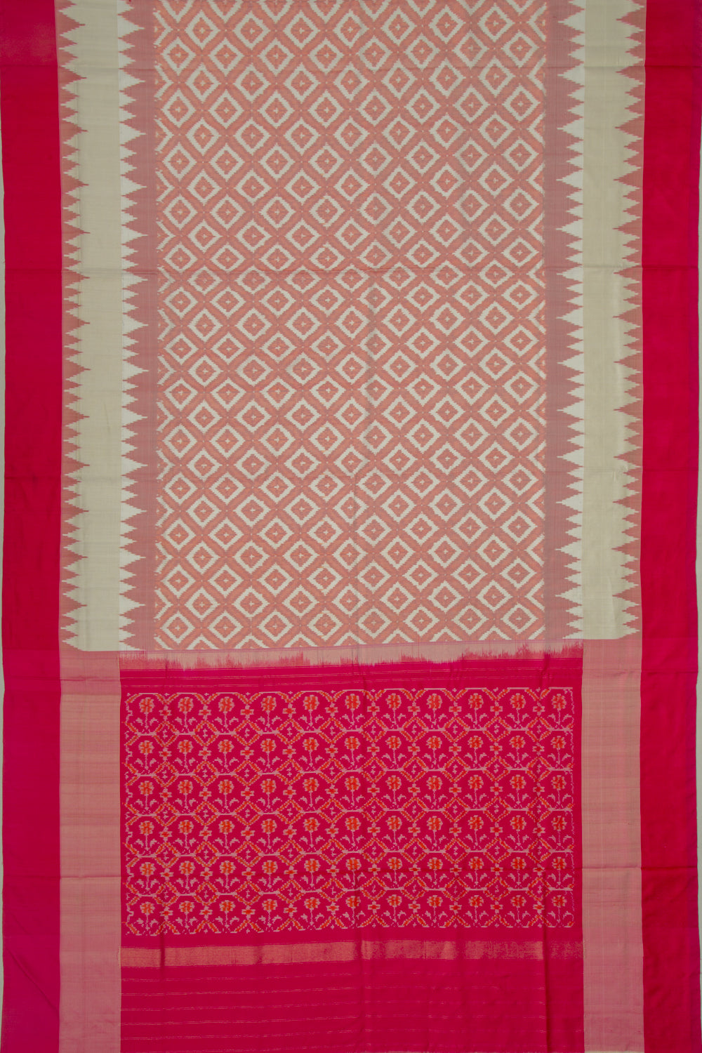 Pochampally Silk Ikat White Saree