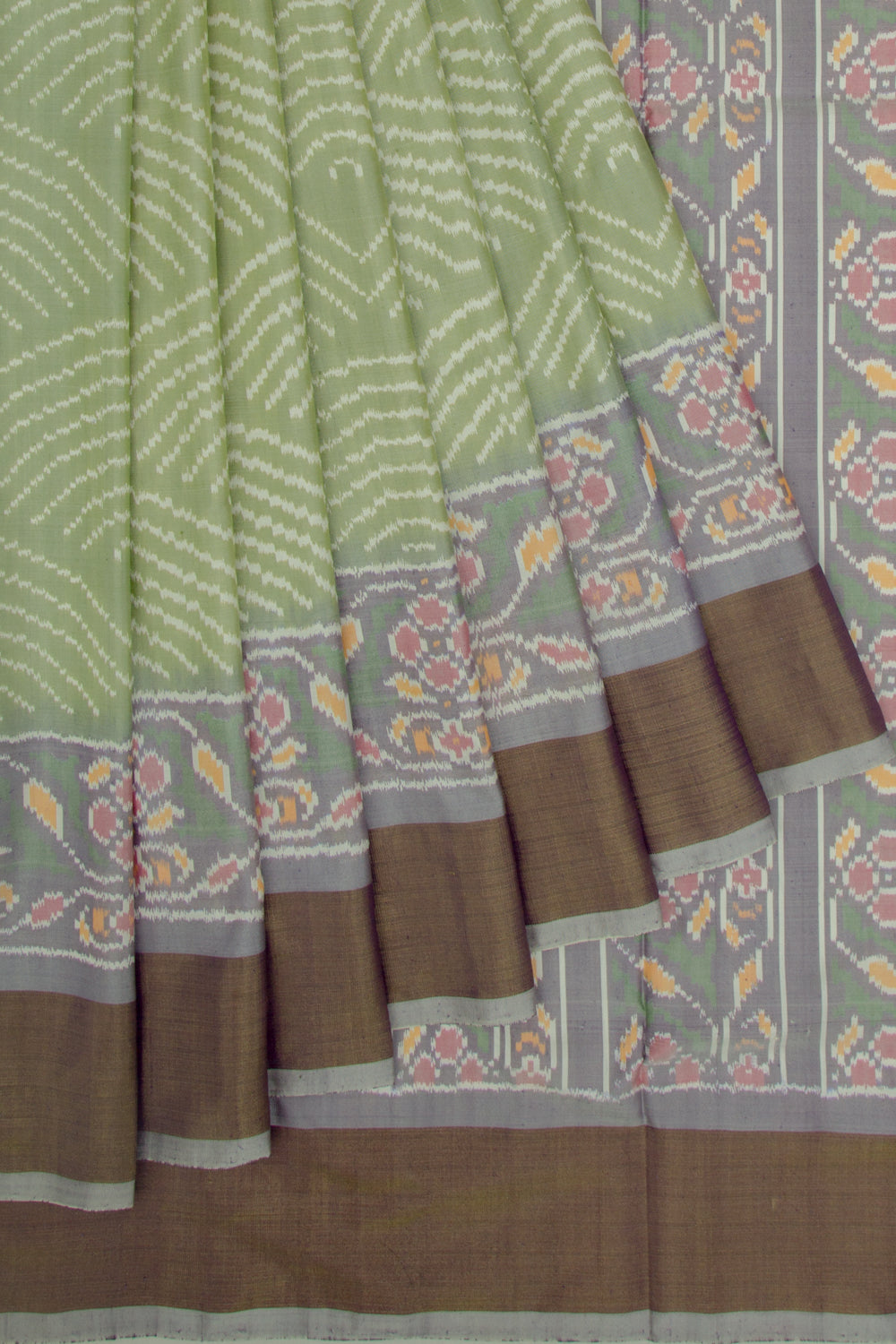 Pochampally Silk Ikat Pista Green Saree