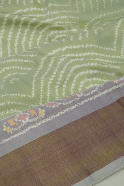 Pochampally Silk Ikat Pista Green Saree