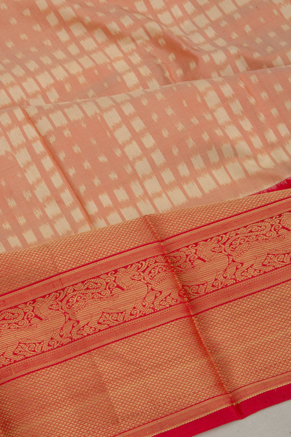 Kanchipuram Silk Ikat Cream Saree