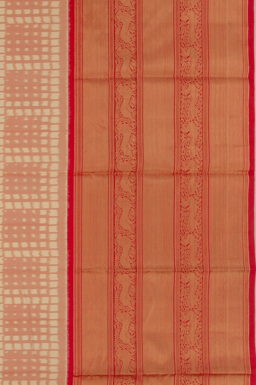 Kanchipuram Silk Ikat Cream Saree