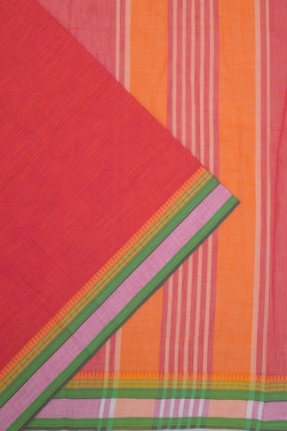 Venkatagiri Cotton Plain Red Saree