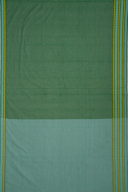 Venkatagiri Cotton Plain Bottle Green Saree