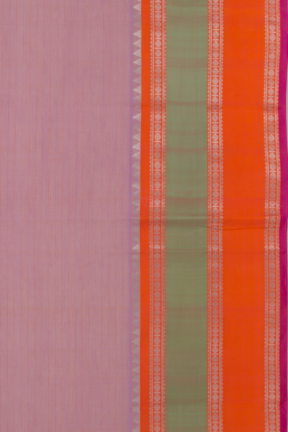 Gadwal Cotton Horizontal Lines Lavender Saree