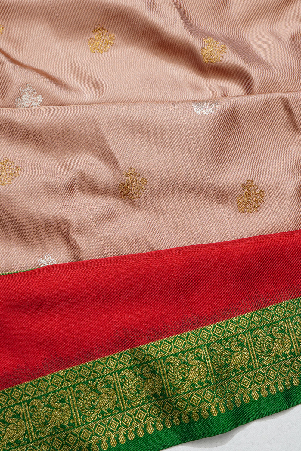 Kanchipuram Silk Twill Butta Snuff Saree With Ikat Blouse