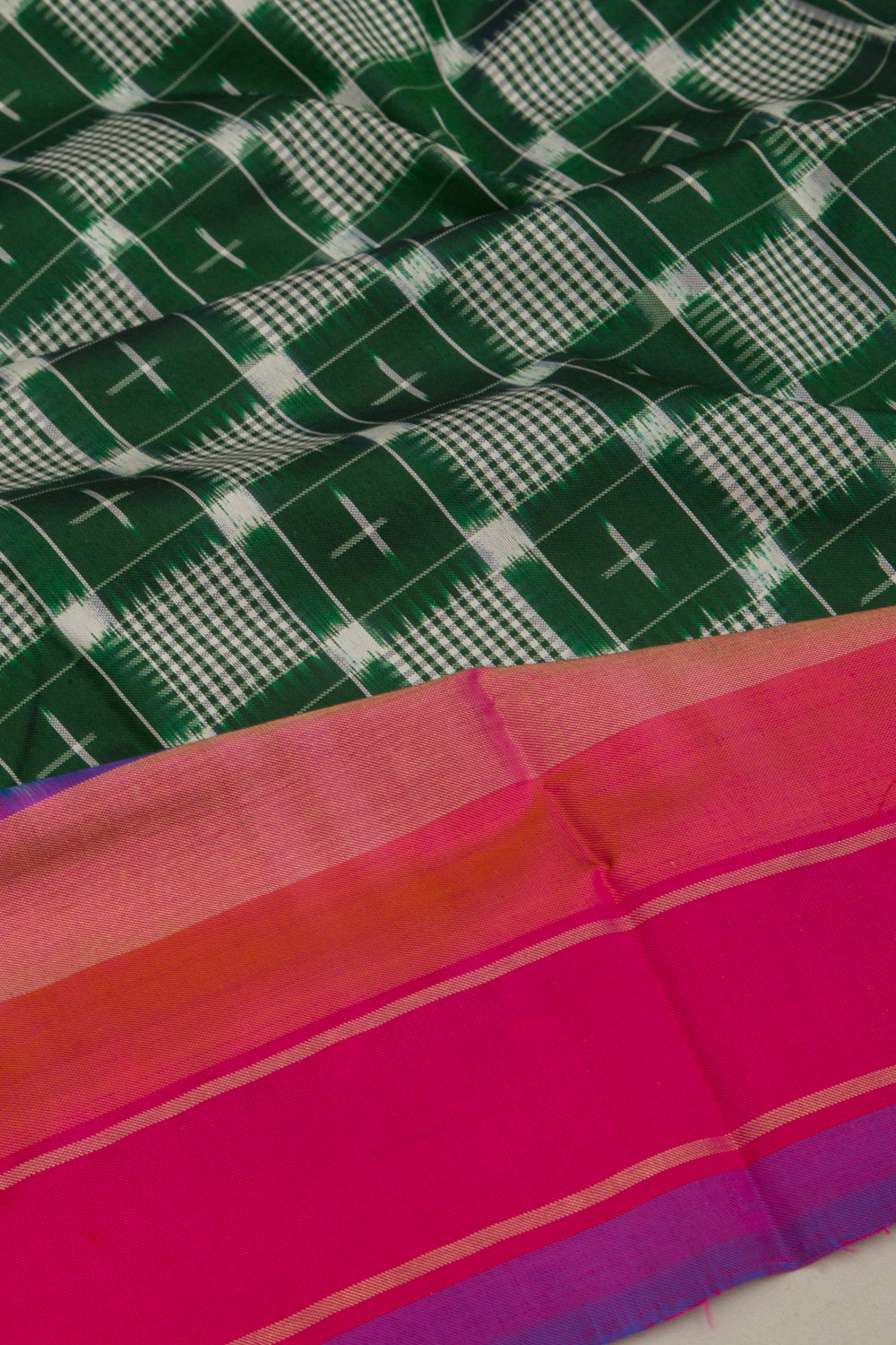 Pochampally Silk Ikat Bottle Green Saree