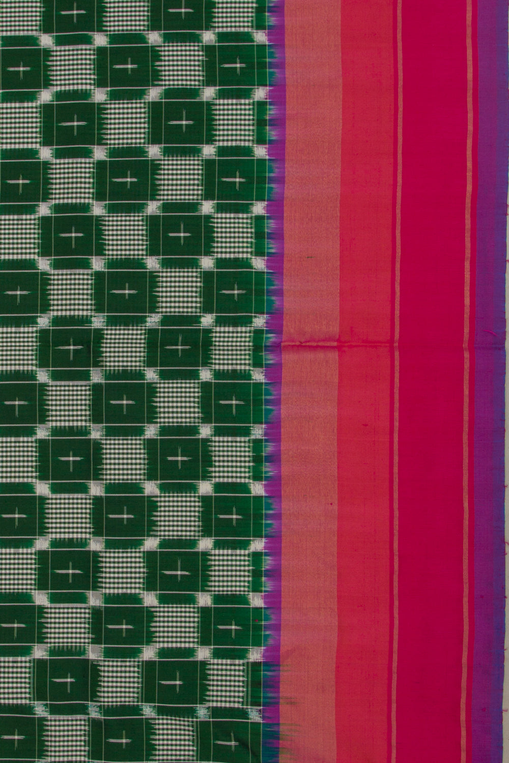 Pochampally Silk Ikat Bottle Green Saree