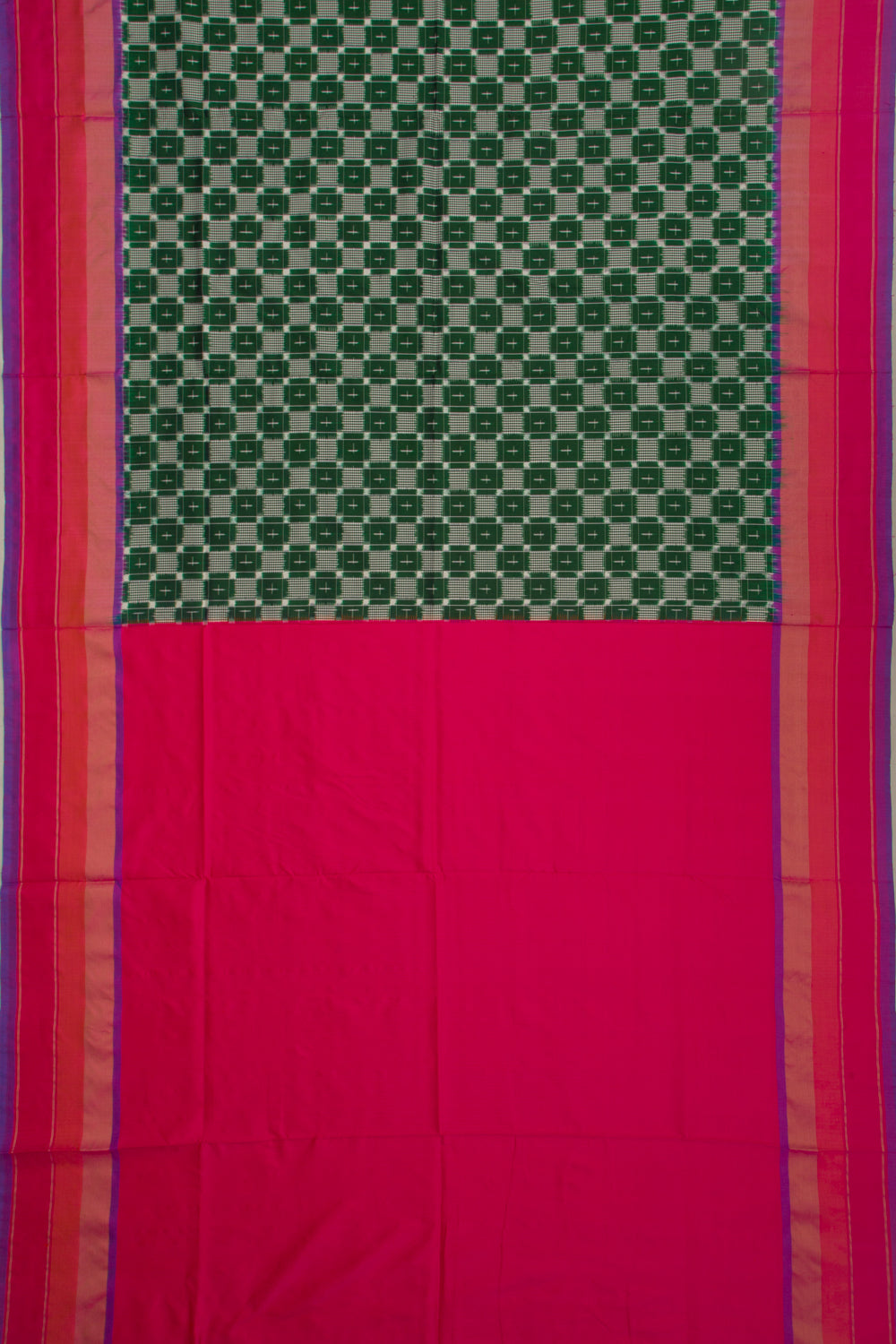 Pochampally Silk Ikat Bottle Green Saree