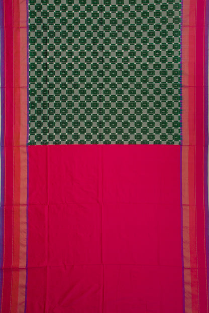 Pochampally Silk Ikat Bottle Green Saree
