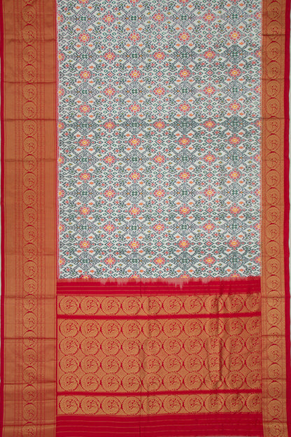 Kanchipuram Silk Ikat White Saree