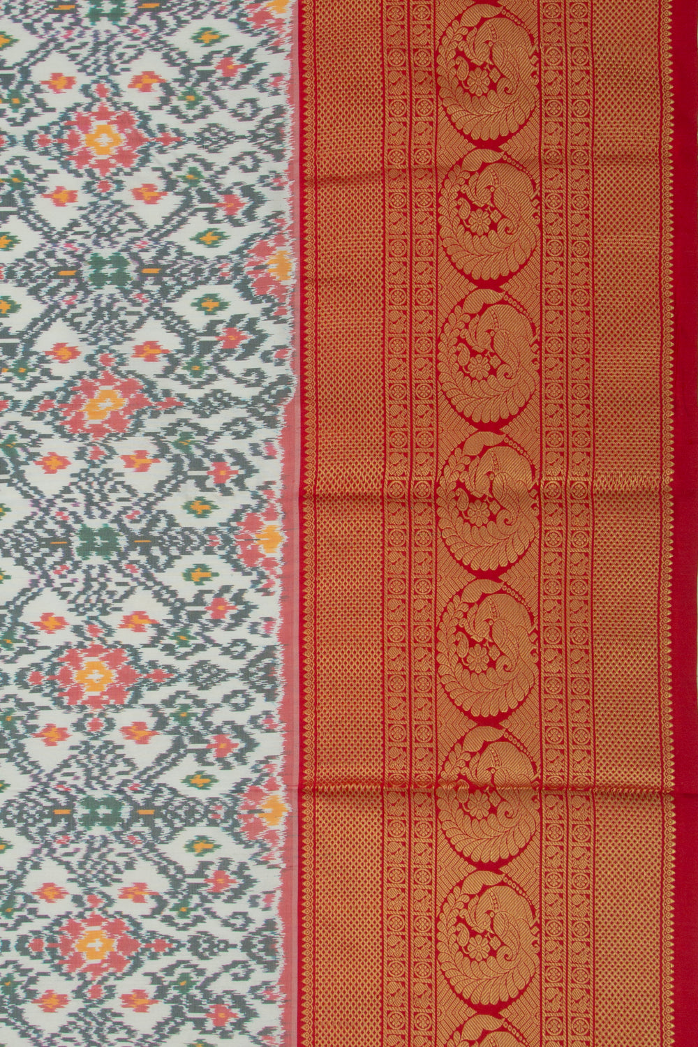 Kanchipuram Silk Ikat White Saree
