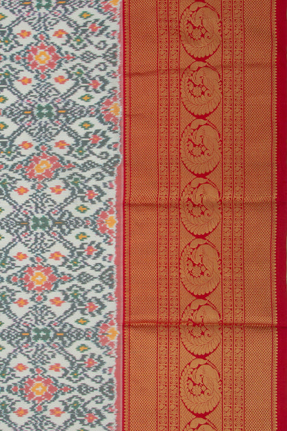 Kanchipuram Silk Ikat White Saree