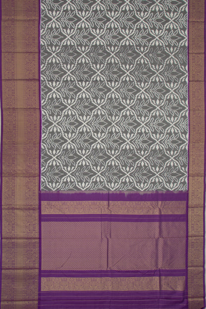 Kanchipuram Silk Ikat White And Grey Saree