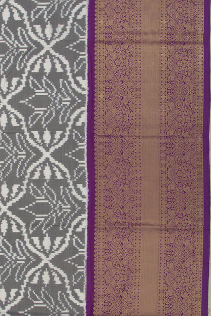 Kanchipuram Silk Ikat White And Grey Saree