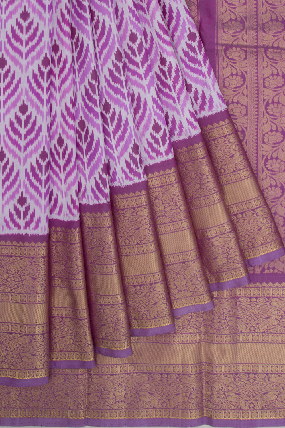 Kanchipuram Silk Ikat Lavender Saree