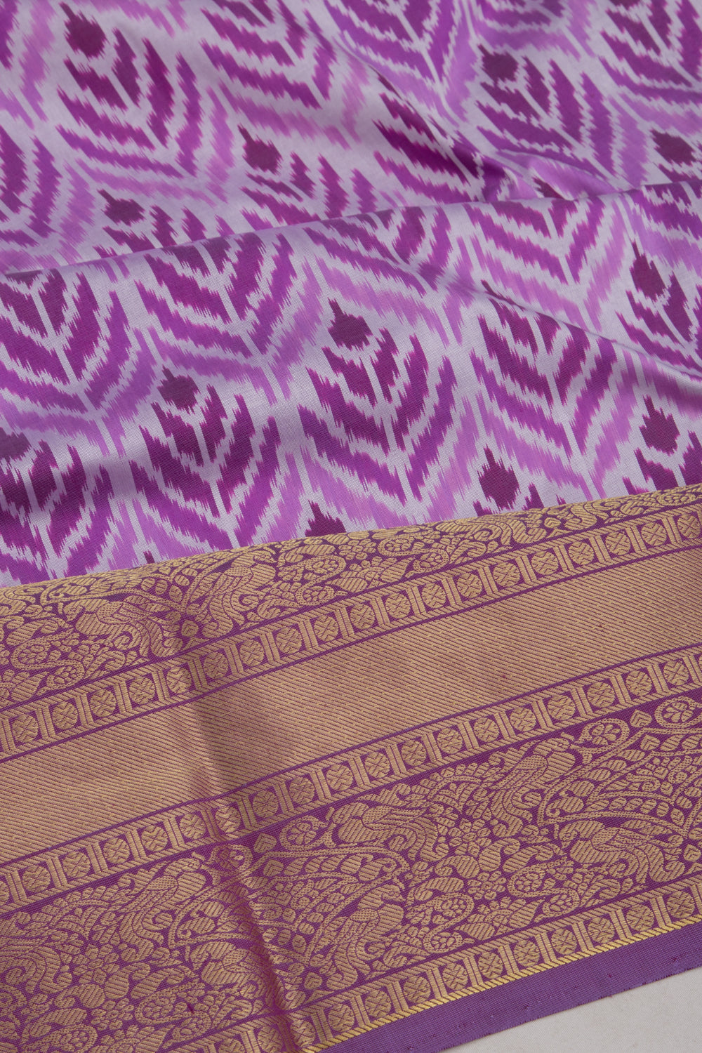 Kanchipuram Silk Ikat Lavender Saree