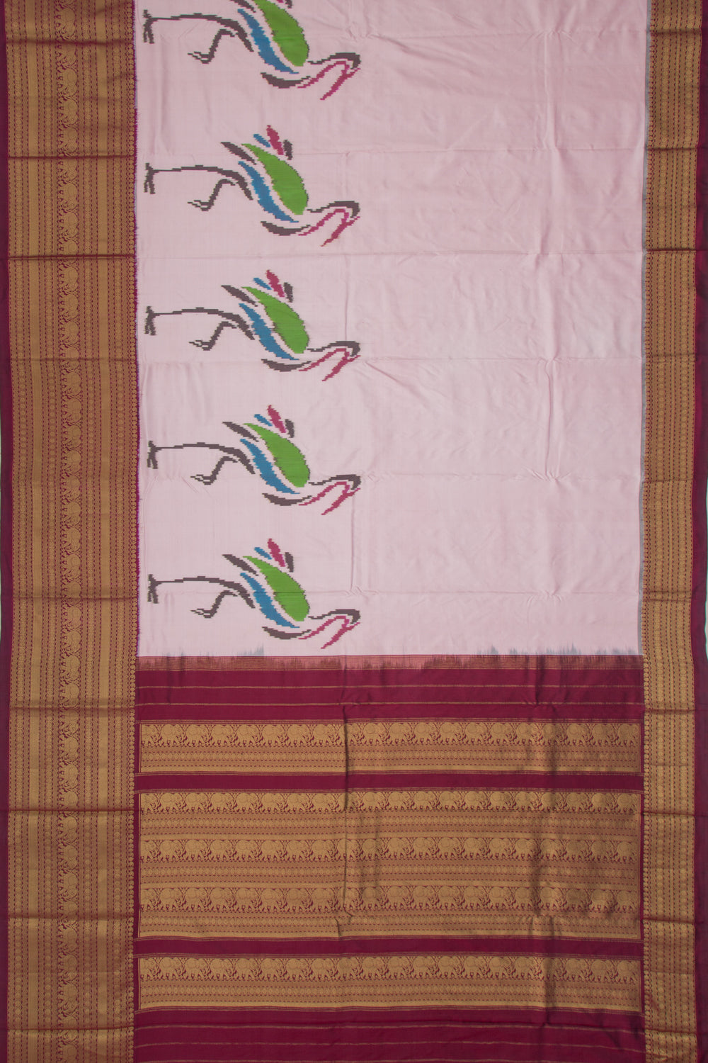 Kanchipuram Silk Ikat Peach Saree