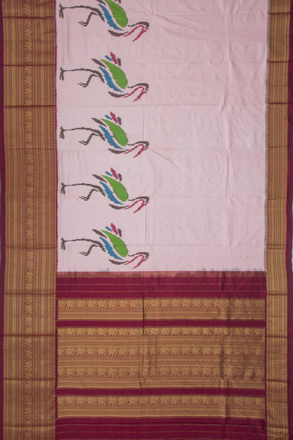 Kanchipuram Silk Ikat Peach Saree