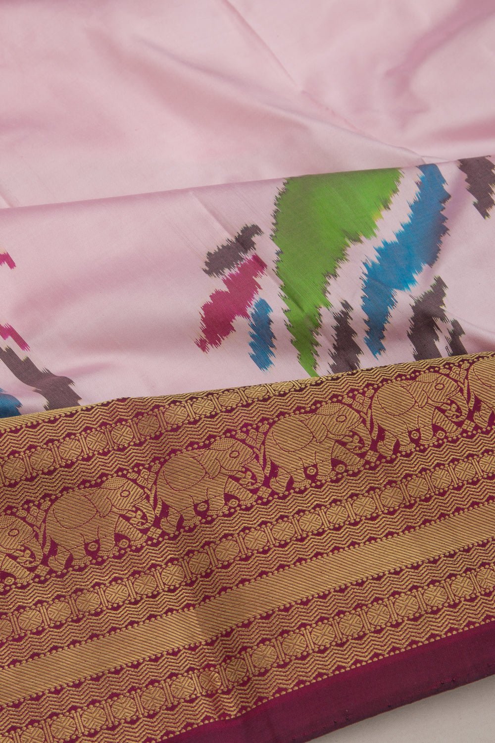 Kanchipuram Silk Ikat Peach Saree