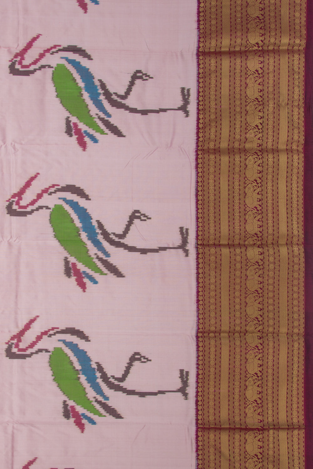 Kanchipuram Silk Ikat Peach Saree