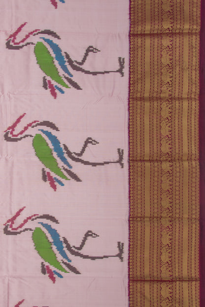 Kanchipuram Silk Ikat Peach Saree