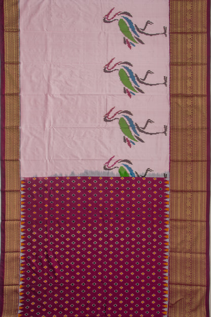 Kanchipuram Silk Ikat Peach Saree