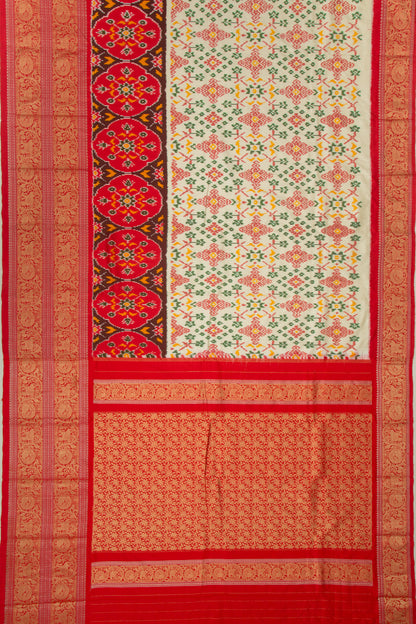 Kanchipuram Silk Ikat Cream Saree