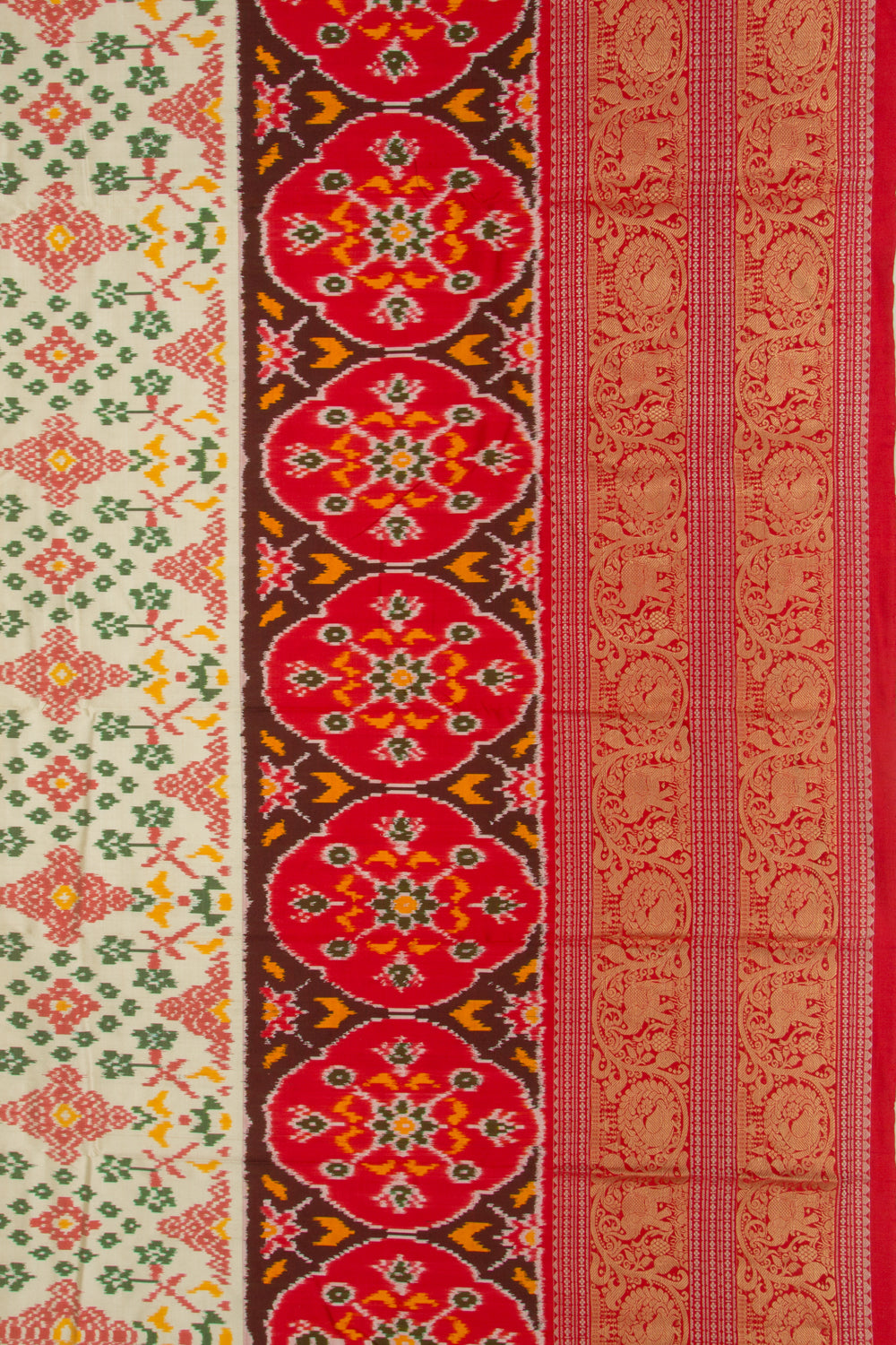 Kanchipuram Silk Ikat Cream Saree