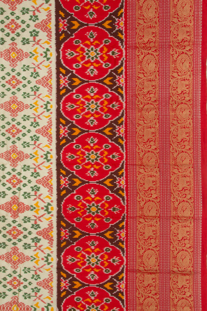 Kanchipuram Silk Ikat Cream Saree