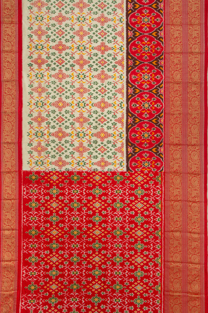 Kanchipuram Silk Ikat Cream Saree
