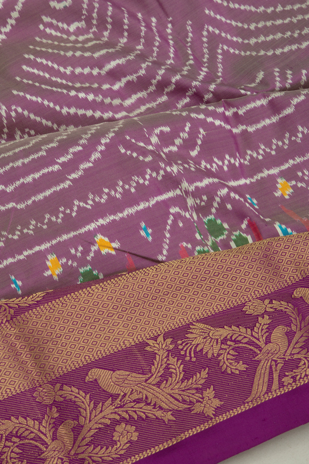 Kanchipuram Silk Ikat Lavender Saree