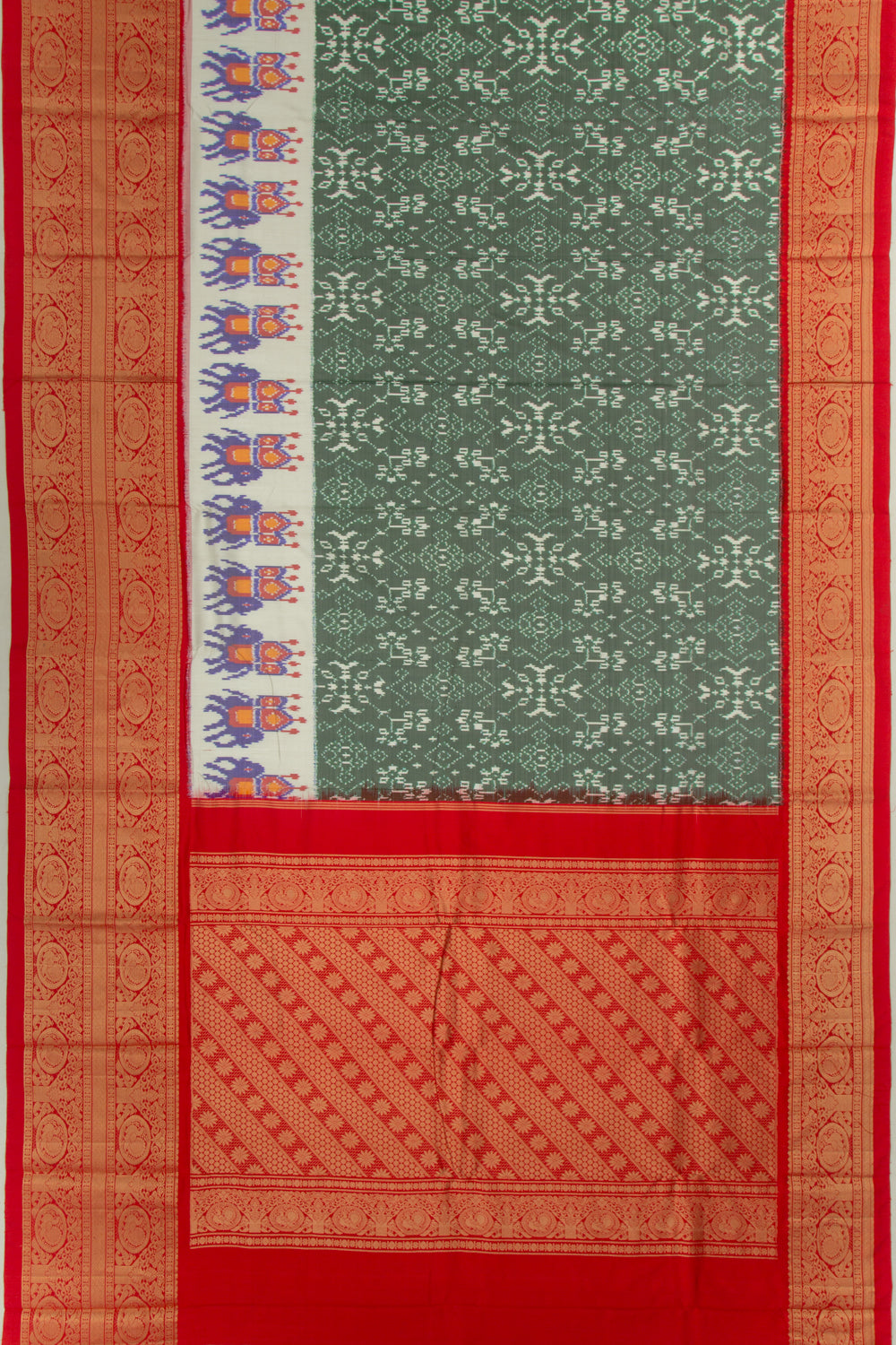 Kanchipuram Silk Ikat Sage Green Saree