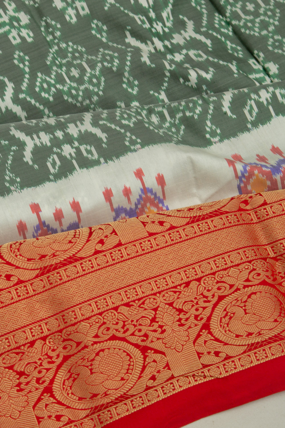 Kanchipuram Silk Ikat Sage Green Saree
